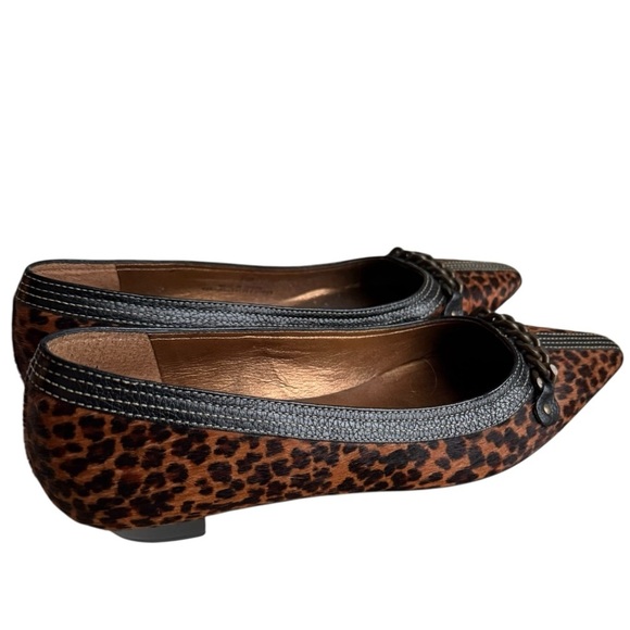 TALBOTS Womens Leopard Animal Print Pony Hair Pointed Toe Flats Size 5 1/2 B, - Picture 1 of 9